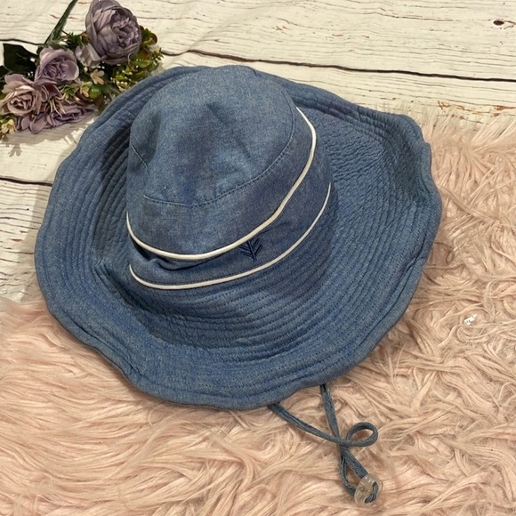 Coolibar Sand Castle Blue Kids UPF Hat - Picture 3 of 7